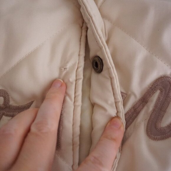 80s Cooperstown Atlanta Braves Cream Quilted Button Up Varsity Bomber Jacket XL - Picture 16 of 16